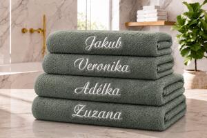 Froté ručník s výšivkou tmavě šedá ručník 50x100 cm