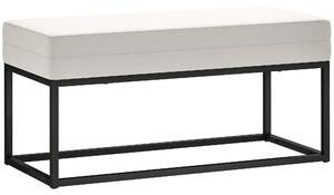 HOMCOM Moderní a Minimalistická Lavice do Předsíně s Nastavitelnými Nohy, Čalouněná Lavice do Ložnice z Sametu a Oceli, 94x42x44 cm, Krémová | Aosom