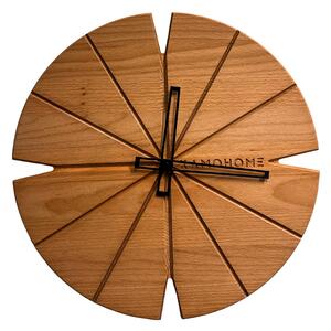 Kamohome Dřevěné nástěnné hodiny CORVUS Průměr hodin: 40 cm, Materiál: Buk
