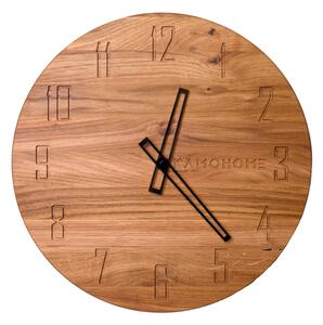 Kamohome Dřevěné hodiny na zeď LYRA Průměr hodin: 40 cm, Materiál: Dub