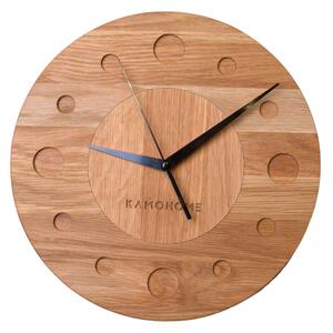 Kamohome Dřevěné nástěnné hodiny TAURUS Průměr hodin: 30 cm, Materiál: Dub