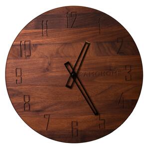 Kamohome Dřevěné hodiny na zeď LYRA Průměr hodin: 40 cm, Materiál: Ořech americký