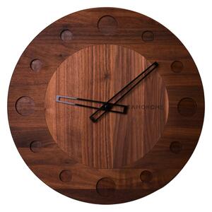Kamohome Dřevěné nástěnné hodiny TAURUS Průměr hodin: 40 cm, Materiál: Ořech americký
