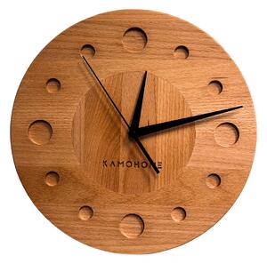 Kamohome Dřevěné nástěnné hodiny TAURUS Průměr hodin: 30 cm, Materiál: Buk