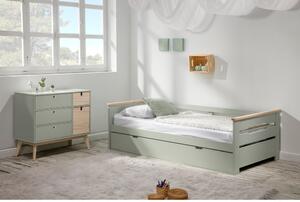 Zelená dětská postel s výsuvným lůžkem Marckeric Elisa, 90 x 190 cm
