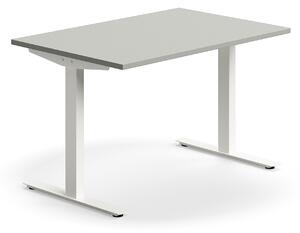 AJ Produkty Psací stůl QBUS, T-nohy, 1200x800 mm, bílá podnož, světle šedá