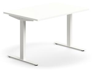 AJ Produkty Psací stůl QBUS, T-nohy, 1200x800 mm, bílá podnož, bílá