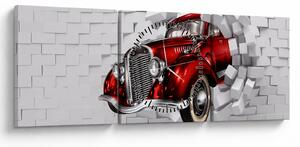 Obraz - Červené auto (s hodinami) (90x30 cm)