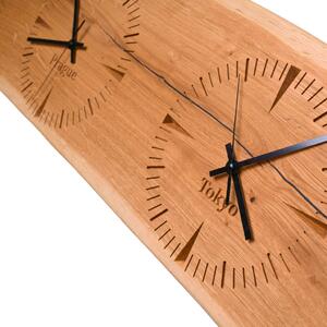 Kamohome Designové hodiny na zeď EARTH Velikost: 25x100 cm, Materiál: Dub