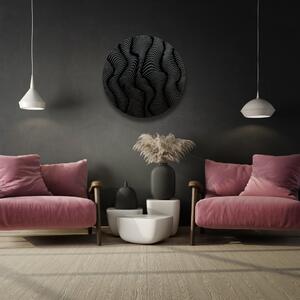 Kamohome Dřevěný obraz na zeď v abstraktním stylu WAVES Barva: Černá