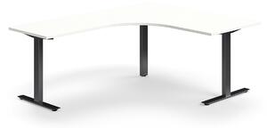 AJ Produkty Rohový psací stůl QBUS, T-nohy, 1600x2000 mm, černá podnož, bílá