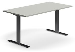 AJ Produkty Psací stůl QBUS, T-nohy, 1600x800 mm, černá podnož, světle šedá