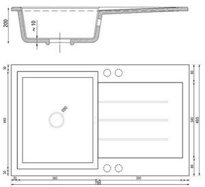 Kuchyňský dřez Ruxom (bílá) (bez otvoru pro baterii) (P). 1065973