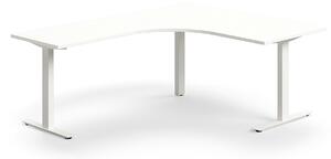 AJ Produkty Rohový psací stůl QBUS, T-nohy, 1600x2000 mm, bílá podnož, bílá