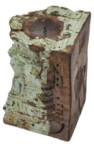 Dřevěný svícen ze starého teakového sloupu, 12x12x20cm