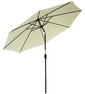 Zahradní slunečník Outsunny s naklápěním a kličkou, 8 žeber, kovová konstrukce a polyester, Ø295x250 cm, béžový | Aosom