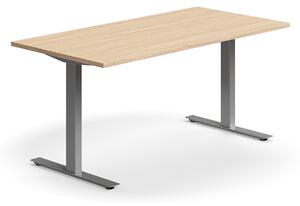 AJ Produkty Psací stůl QBUS, T-nohy, 1600x800 mm, stříbrná podnož, dub