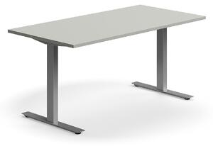 AJ Produkty Psací stůl QBUS, T-nohy, 1600x800 mm, stříbrná podnož, světle šedá