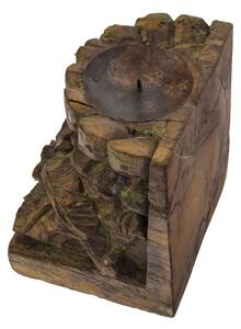 Dřevěný svícen ze starého teakového sloupu, 16x11x20cm