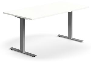 AJ Produkty Psací stůl QBUS, T-nohy, 1600x800 mm, stříbrná podnož, bílá