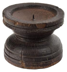 Dřevěný svícen ze starého teakového sloupu, 15x15x12cm (AC)