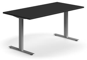AJ Produkty Psací stůl QBUS, T-nohy, 1600x800 mm, stříbrná podnož, černá