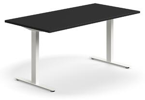 AJ Produkty Psací stůl QBUS, T-nohy, 1600x800 mm, bílá podnož, černá