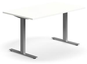 AJ Produkty Psací stůl QBUS, T-nohy, 1400x800 mm, stříbrná podnož, bílá
