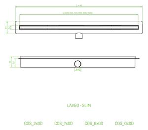 Laveo Slim odtokový žlábek s mřížkou 70 cm COSG70D