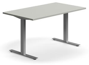 AJ Produkty Psací stůl QBUS, T-nohy, 1400x800 mm, stříbrná podnož, světle šedá