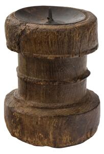 Dřevěný svícen ze starého teakového sloupu, 10x10x12cm