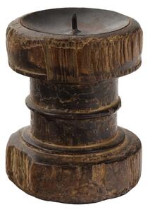 Dřevěný svícen ze starého teakového sloupu, 11x11x14cm (6L)