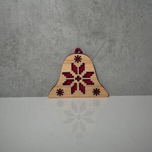 Wooden Mooden Dřevěné vánoční ozdoby Folklor (červený podklad) Tvar: zvoneček