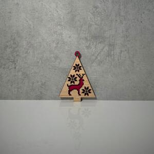 Wooden Mooden Dřevěné vánoční ozdoby Folklor (červený podklad) Tvar: strom se sobem