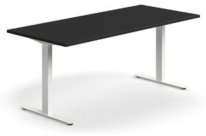 AJ Produkty Psací stůl QBUS, T-nohy, 1800x800 mm, bílá podnož, černá