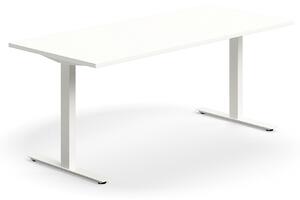 AJ Produkty Psací stůl QBUS, T-nohy, 1800x800 mm, bílá podnož, bílá