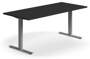 AJ Produkty Psací stůl QBUS, T-nohy, 1800x800 mm, stříbrná podnož, černá