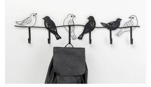 Černý kovový nástěnný věšák Kare Design Birds, šířka 85 cm