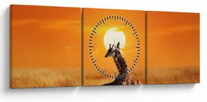 Obraz - Žirafy v národním parku Serengeti (s hodinami) (90x30 cm)