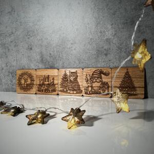 Wooden Mooden Vánoční dřevěné podtácky - sada 5 kusů
