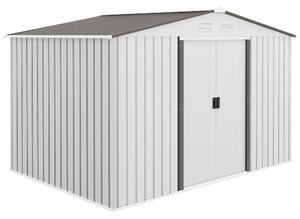 Zahradní domek Outsunny 5 m² se základem, 4 větracími otvory a 2 posuvnými dveřmi, ocelový skladovací domek, 277x195x192 cm, Stříbrný | Aosom