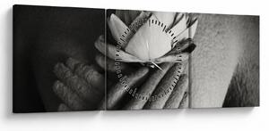 Obraz - Lotos v rukou Buddhy (s hodinami) (90x30 cm)