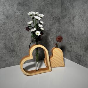 Wooden Mooden Dřevěné vázy s ampulkou Srdíčko - sada Materiál: Jasan