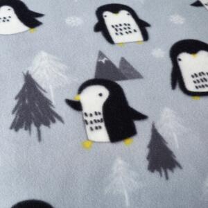 Šedé fleecové povlečení 200x200 cm Cosy Penguin - Catherine Lansfield