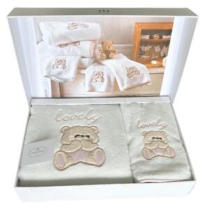 Dětská dárková sada ručník a osuška LOVELY, 2 ks - Bílá / Růžová, Tivolyo Home