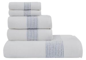 Dárková sada ručníků a osušky AQUA, 5 ks - Bílá / modrá výšivka, Soft Cotton