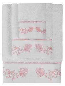 Malý ručník DIARA 30 x 50 cm - Bílá / růžová výšivka, Soft Cotton