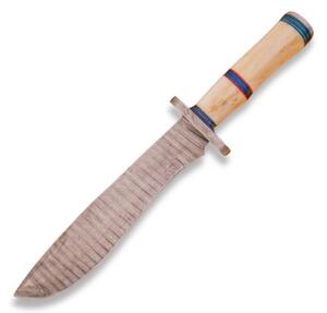 KnifeBoss velký damaškový nůž Bowie Camel Bone
