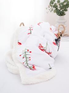 Beránková deka mikroplyš 150 × 200 cm – Vlčí máky bílé