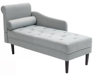 HOMCOM Čalouněný Chaise Longue s Levou Opěrkou a Polštářem ve Velvetu, Čalouněná Pohovka, Chaise Longue Křeslo se Stabilními Dřevěnými Nohami pro Obýv